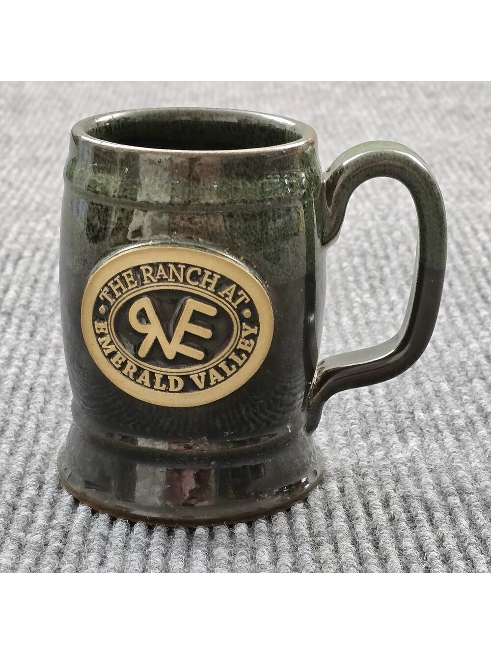 The Ranch at Emerald Valley Mug USA Stoneware Pottery Broadmoor Colorado Green